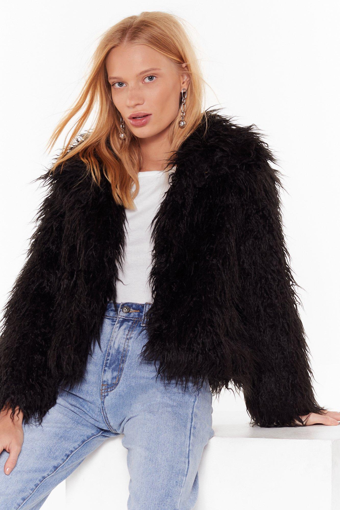 shaggy faux fur jacket