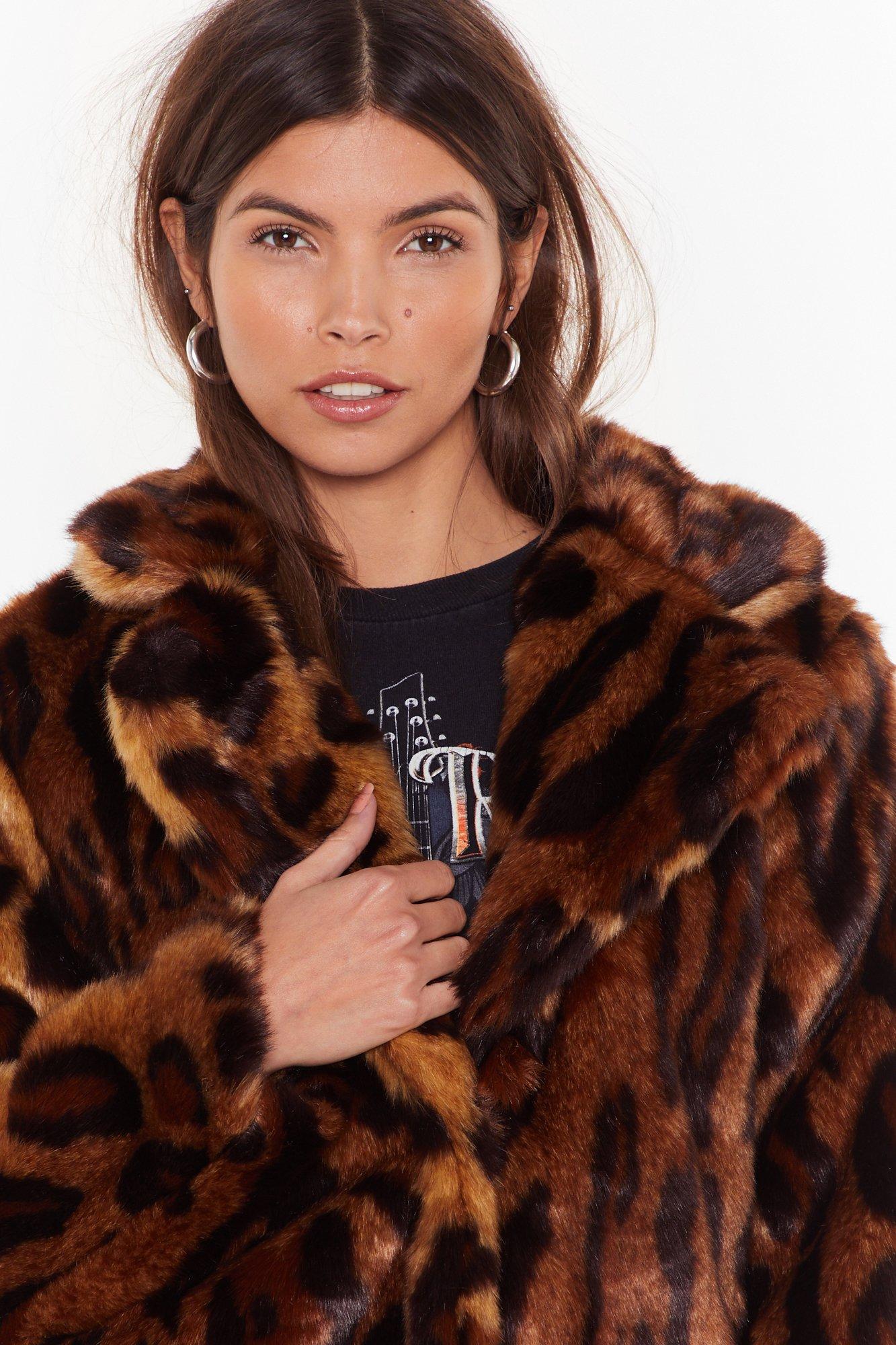 Curl Up Leopard Faux Fur Coat Nasty Gal