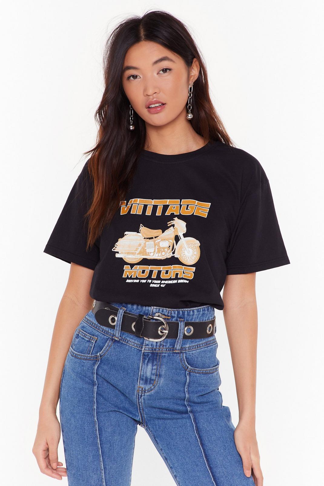 T-shirt ample à impression moto et slogan Vintage Motors image number 1
