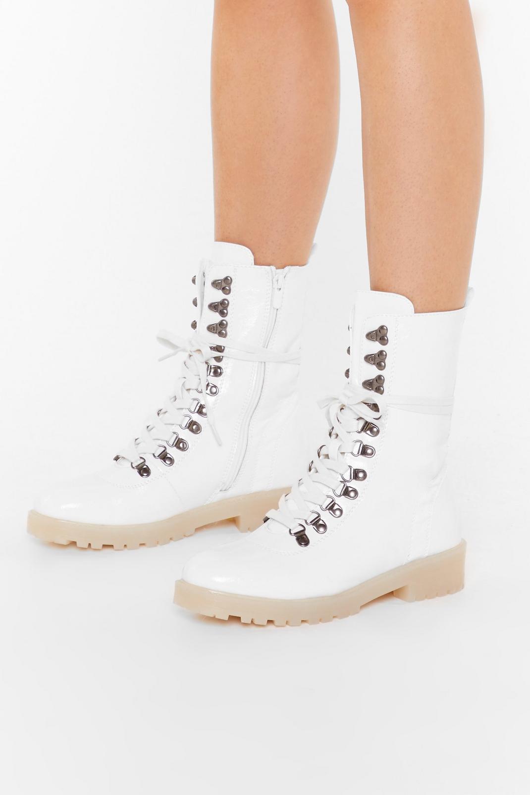 On Your Feet Faux Leather Lace-Up Boots