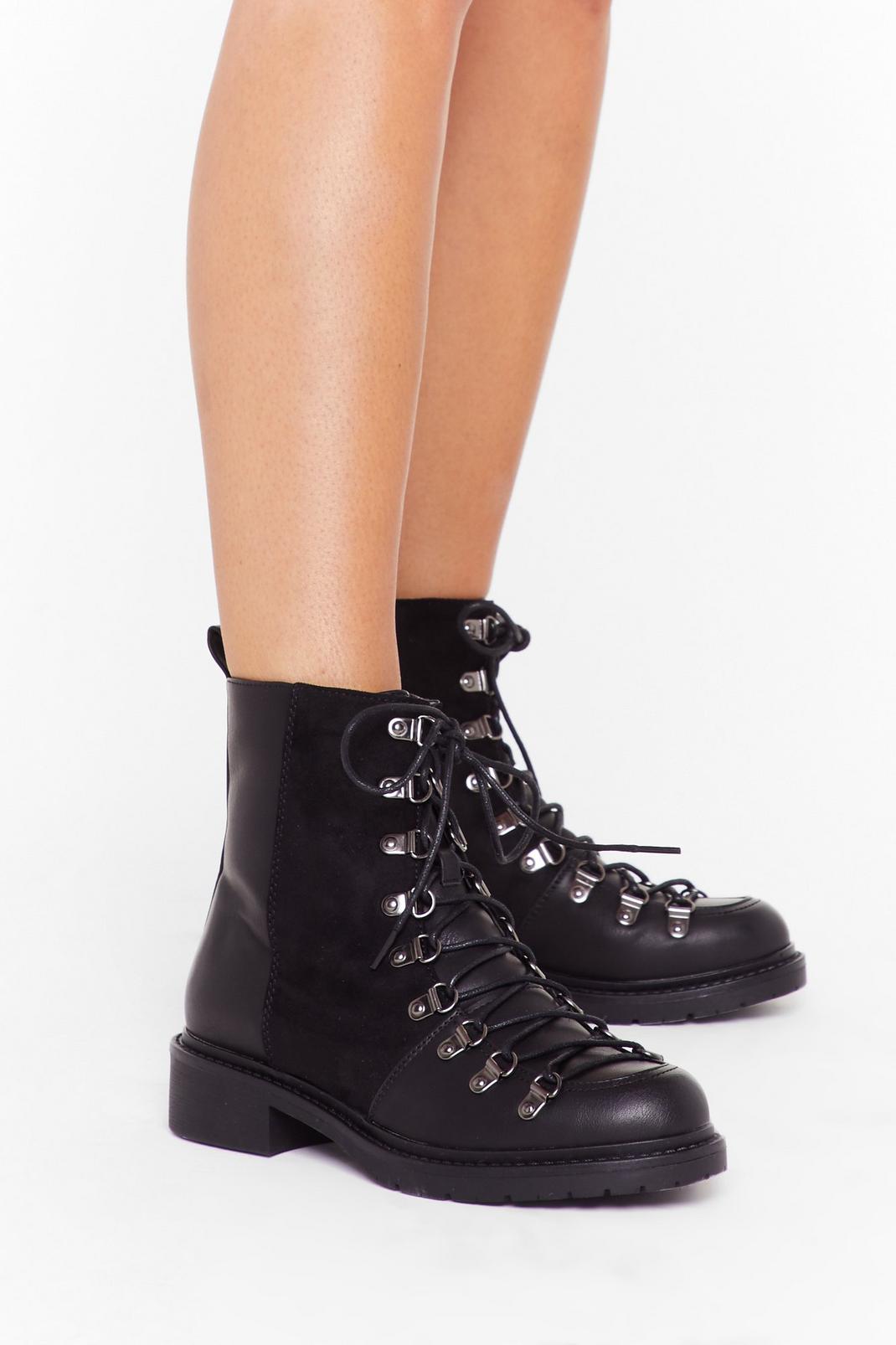 You Can't Mix This Faux Leather Lace-Up Boots image number 1