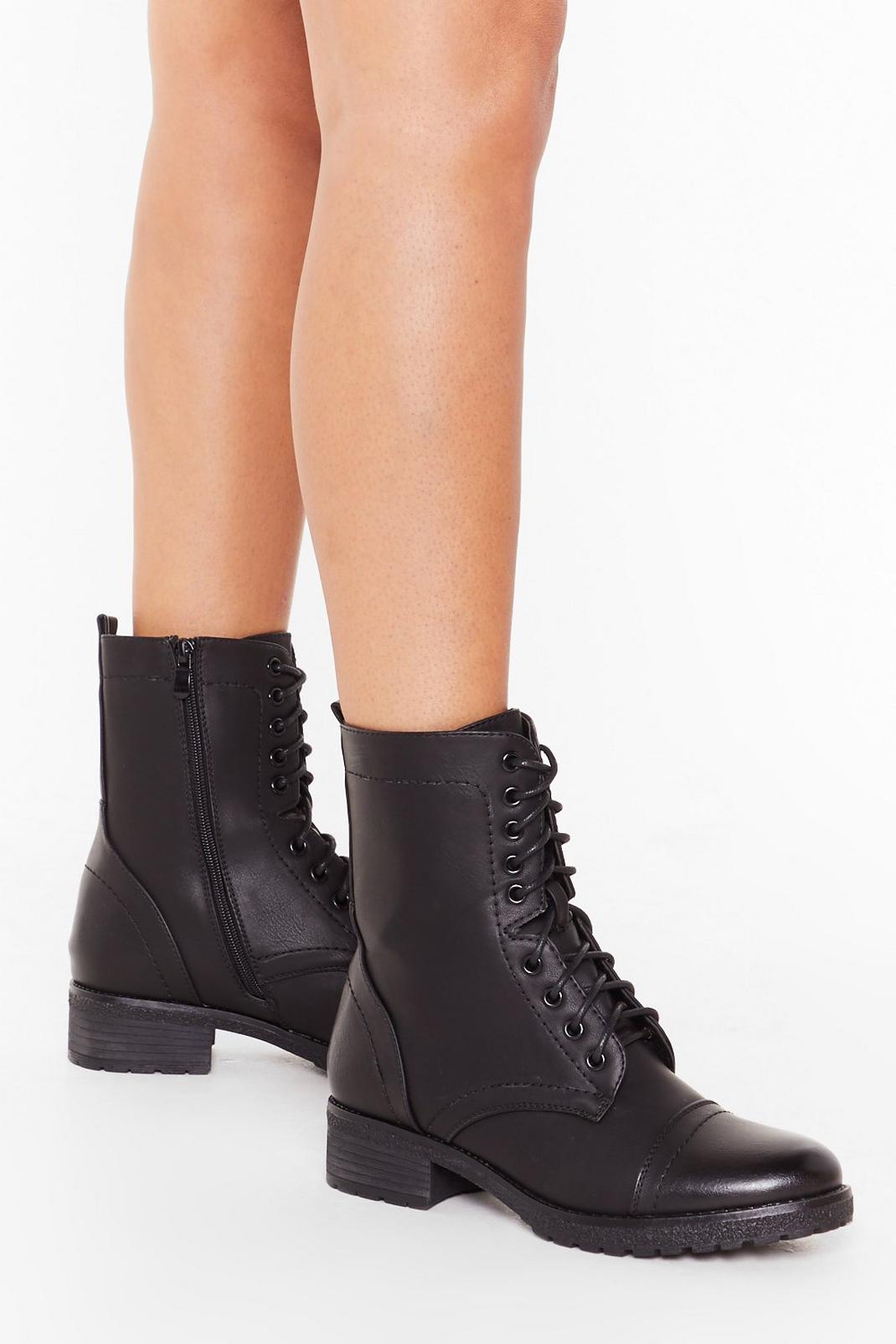 Let's Stay Together Faux Leather Lace-Up Boots image number 1