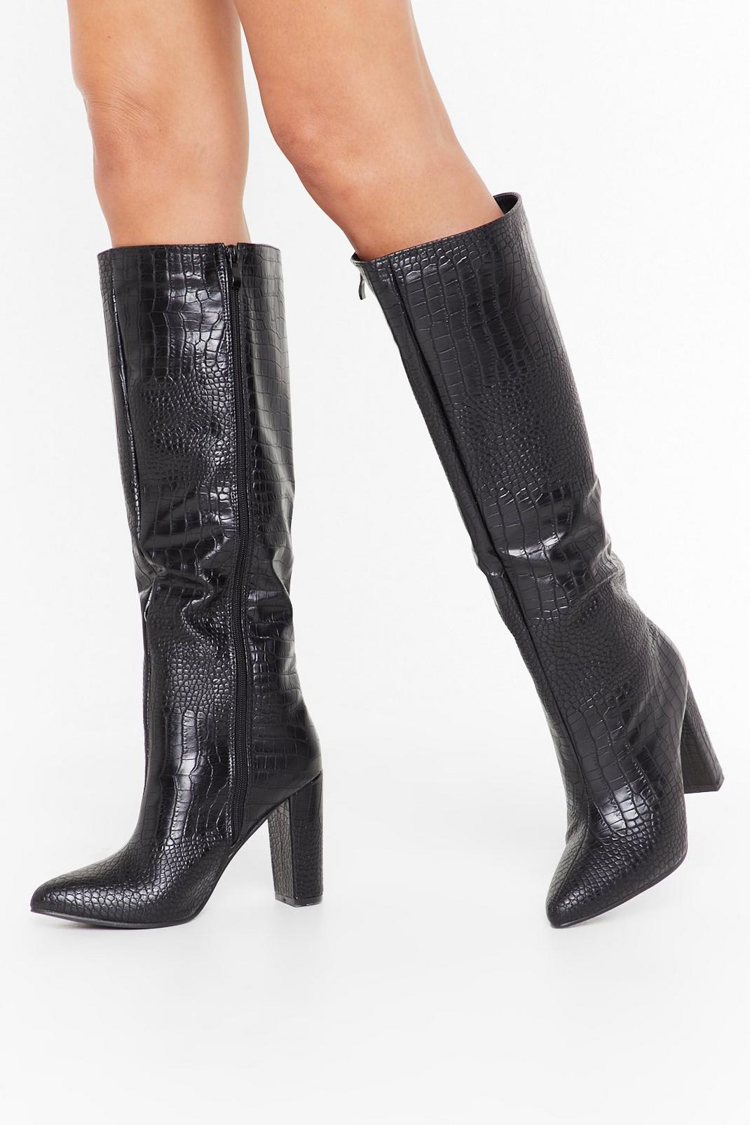 Croc Our World Faux Leather Knee-High Boots image number 1