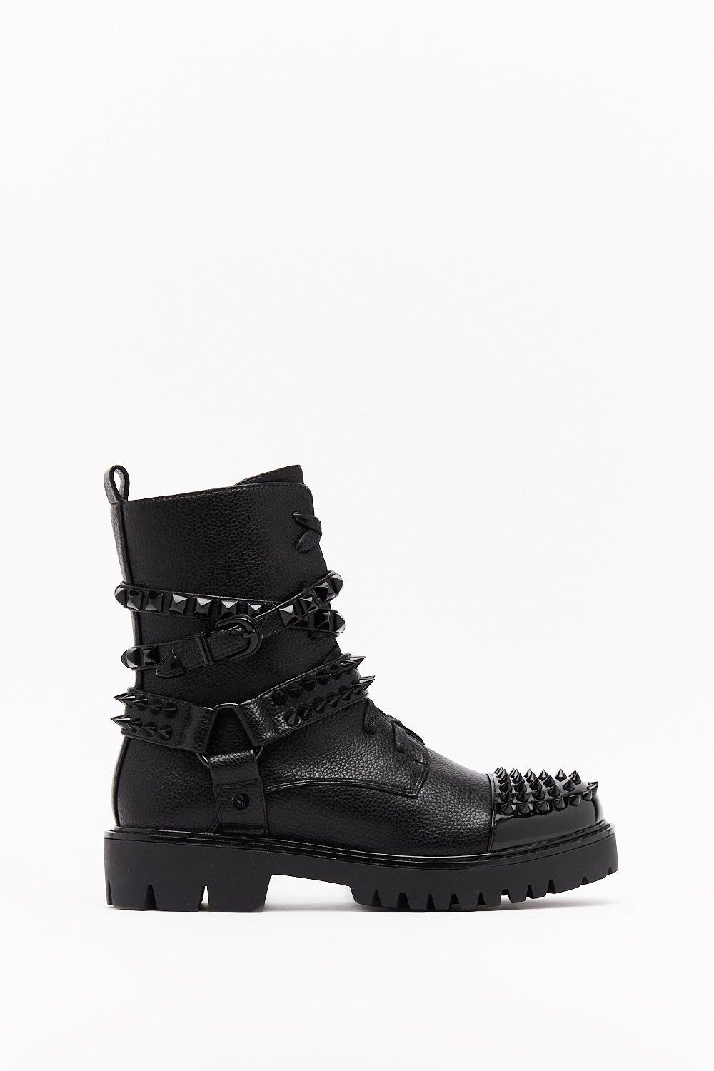 Spiked sale biker boots