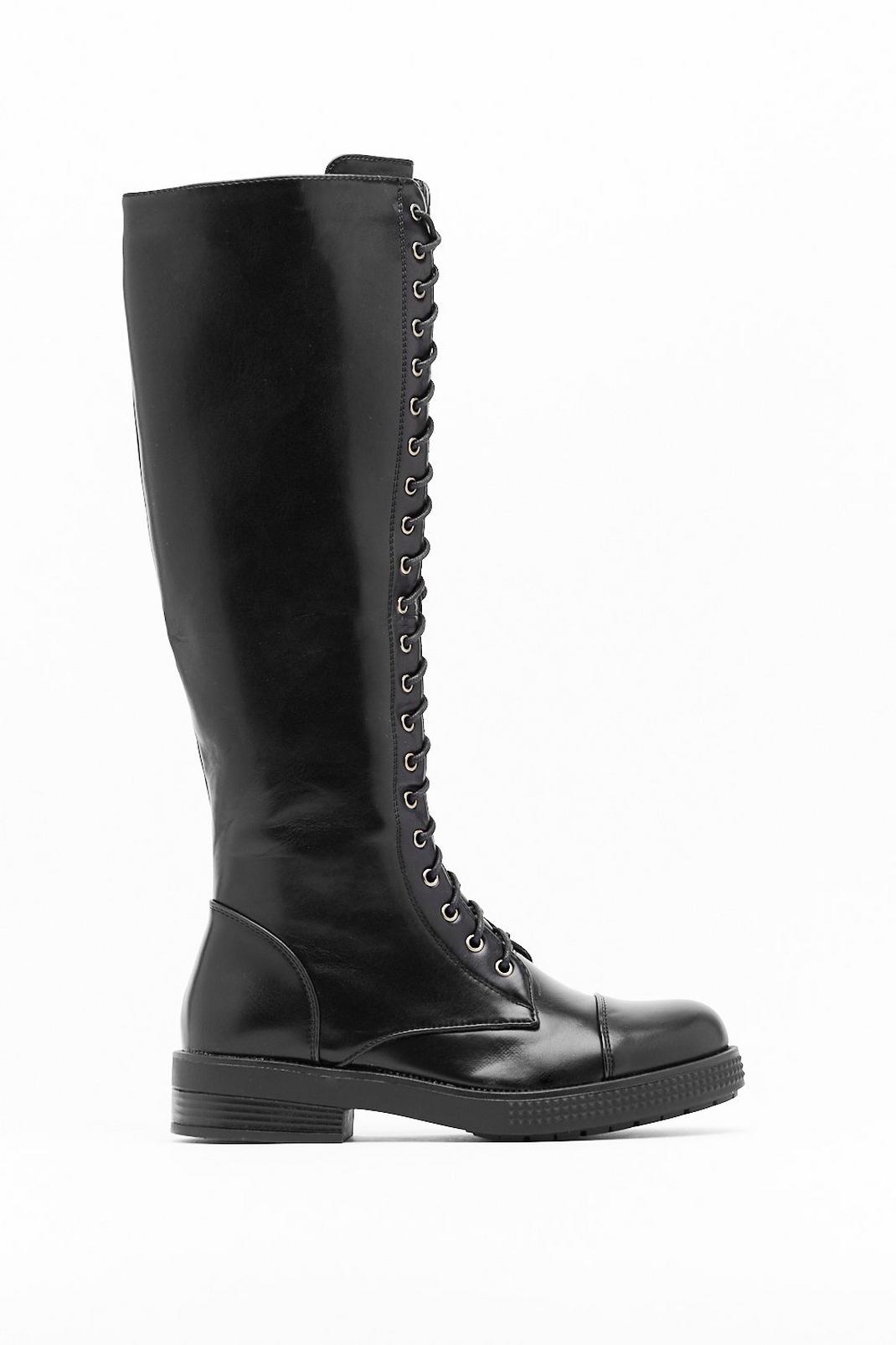 Hold Lace-Up Faux Leather Knee-High Boots | Nasty Gal
