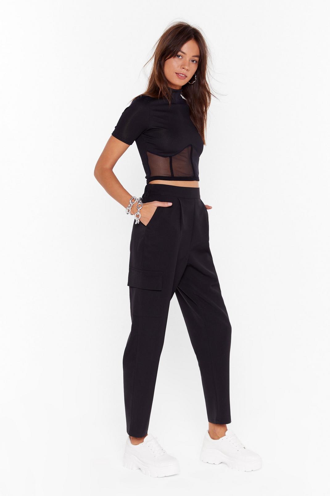 Sorry We Cargo High-Waisted Tapered Pants image number 1