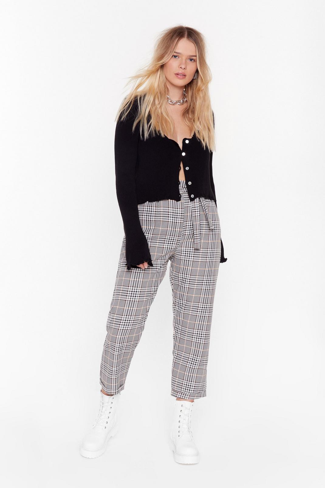Plaid Hard to Get Plus High-Waisted Pants image number 1