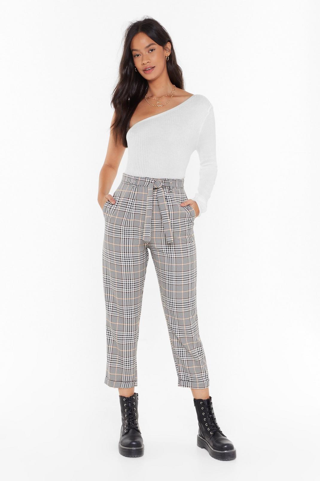 Plaid Hard to Get Tapered Tie Pants image number 1