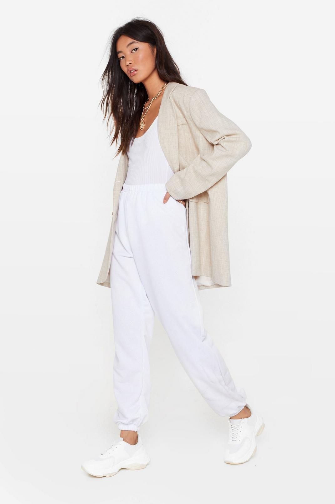 White High Waisted Slouchy Joggers image number 1