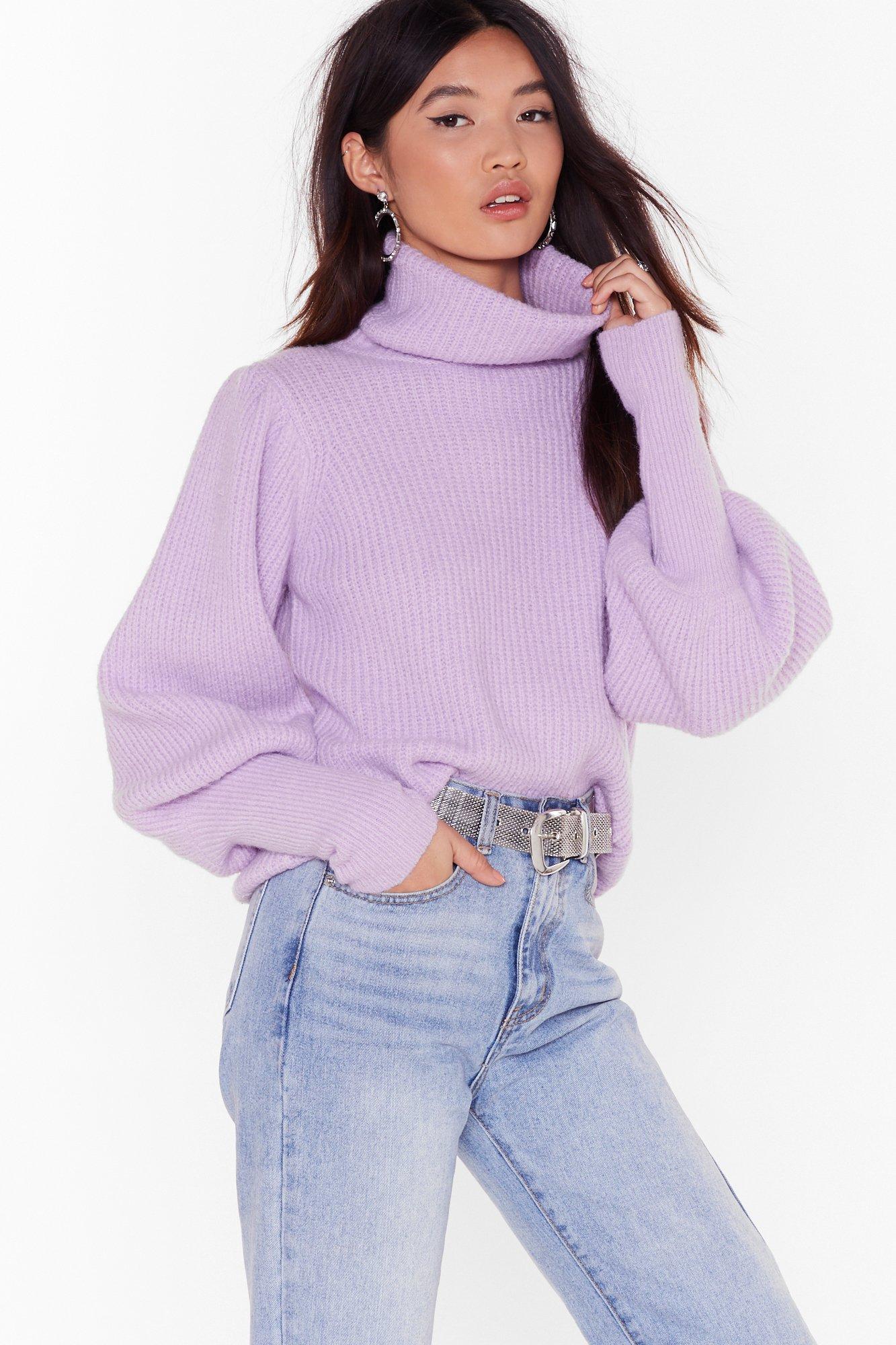 Get Knit Right Turtleneck Balloon Sleeve Jumper