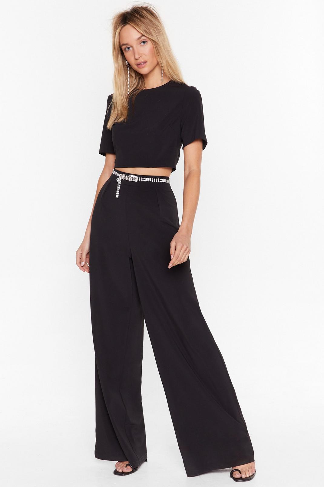 Never Two Far Apart Crop Top and Wide-Leg Pants Set image number 1