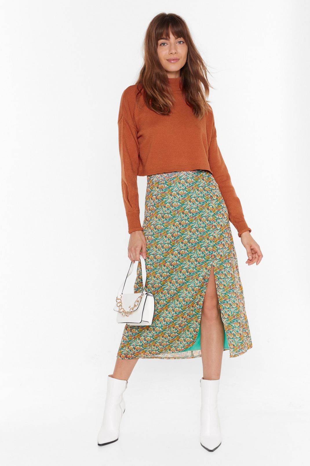 All I Plant is You Floral Midi Skirt image number 1