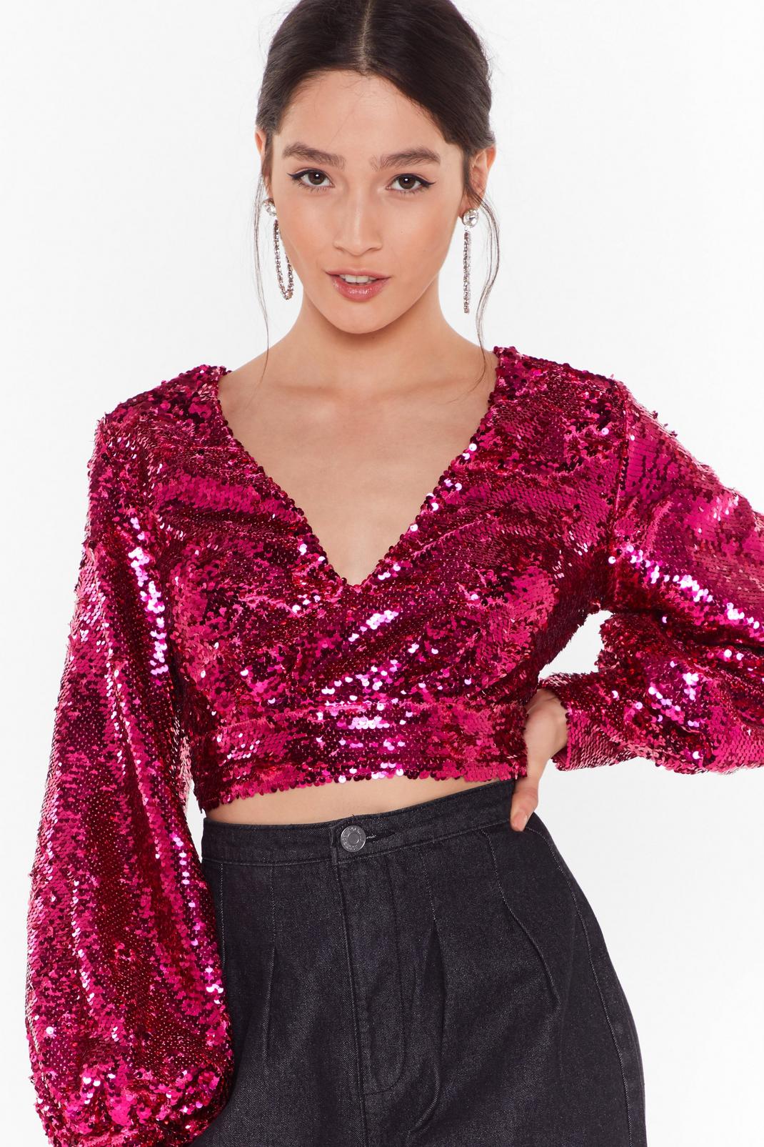 Just a Matter of Shine Sequin Crop Top image number 1