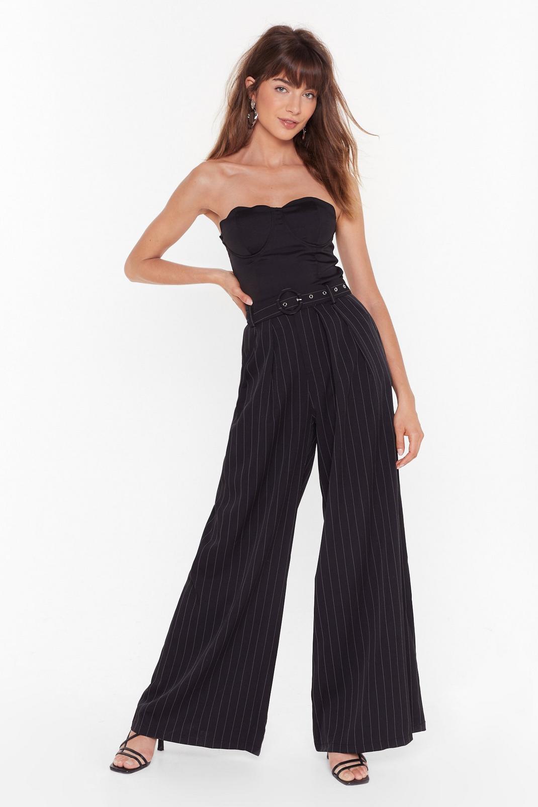 Unfinished Business Pinstripe Wide-Leg Pants image number 1