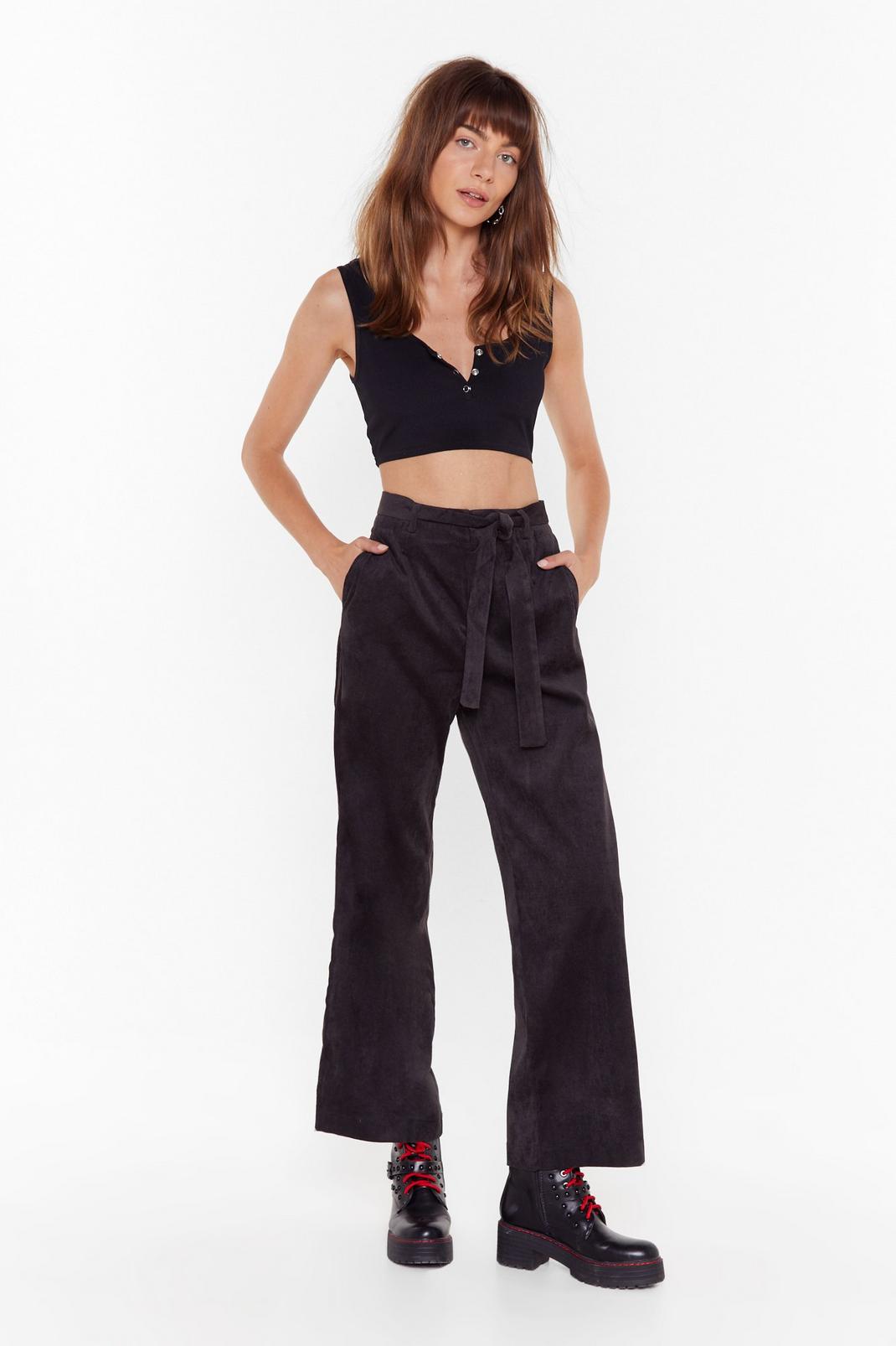 For the Record-uroy High-Waisted Belted Pants image number 1