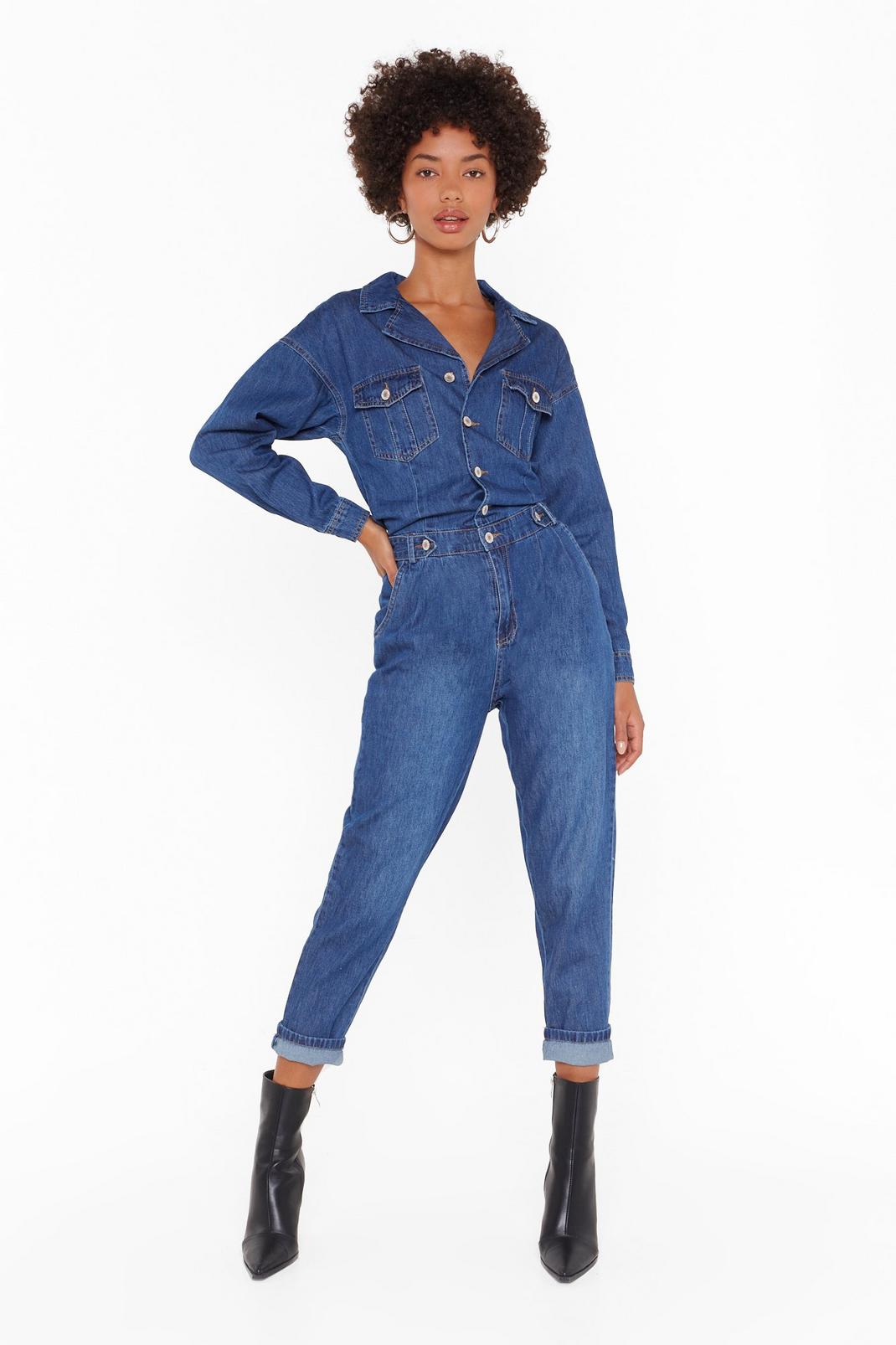 Can't Hold Me Button-Down Denim Boilersuit image number 1