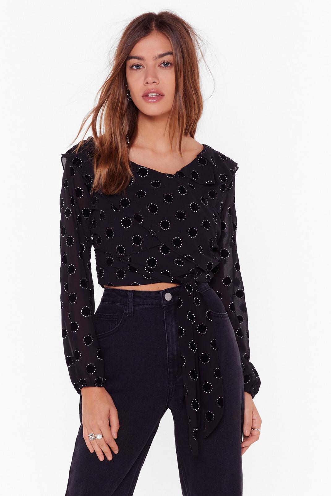 Not Tonight Cropped Polka Dot Blouse image number 1
