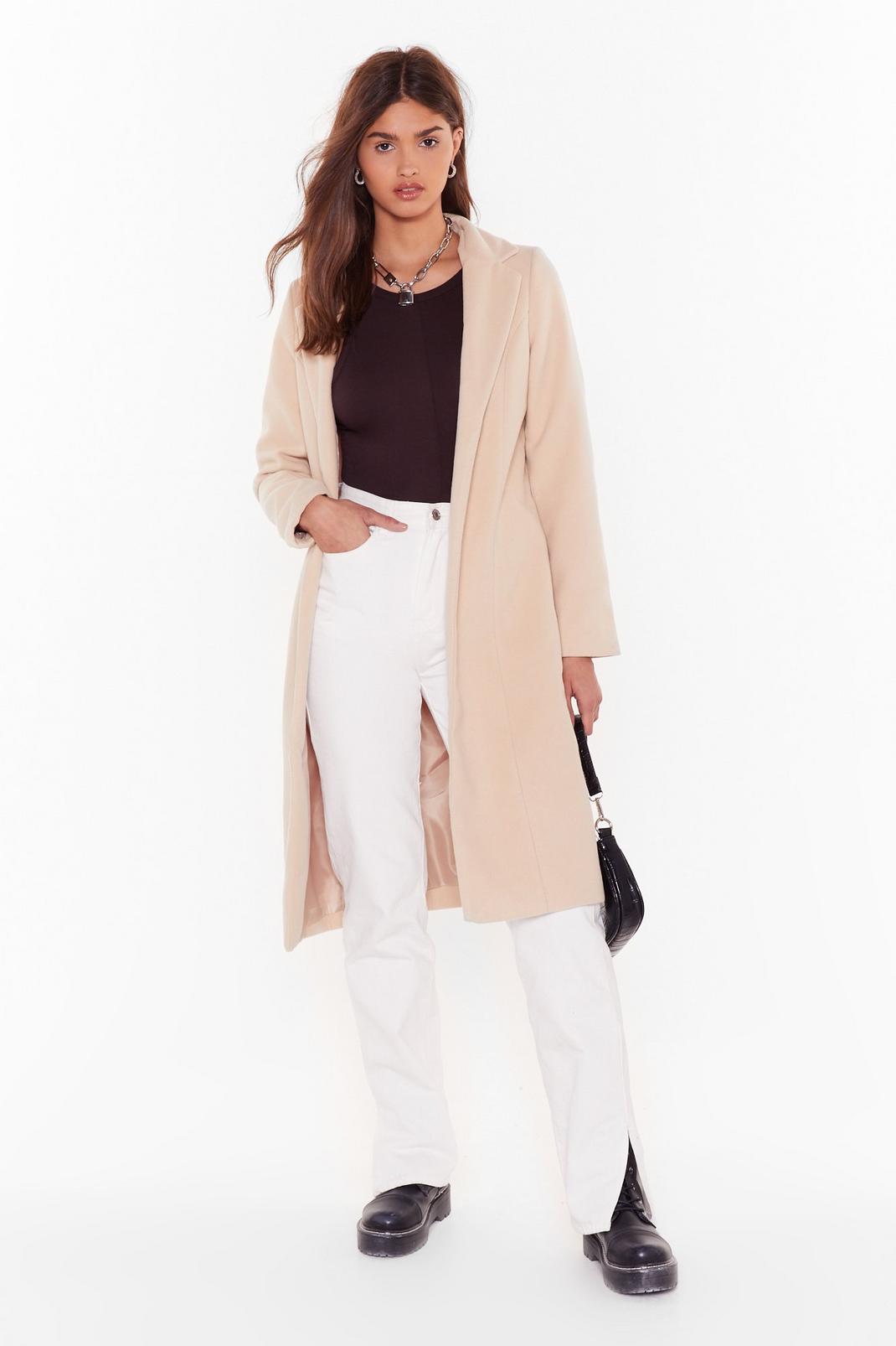 Beige Cover Me Tailored Longline Coat image number 1