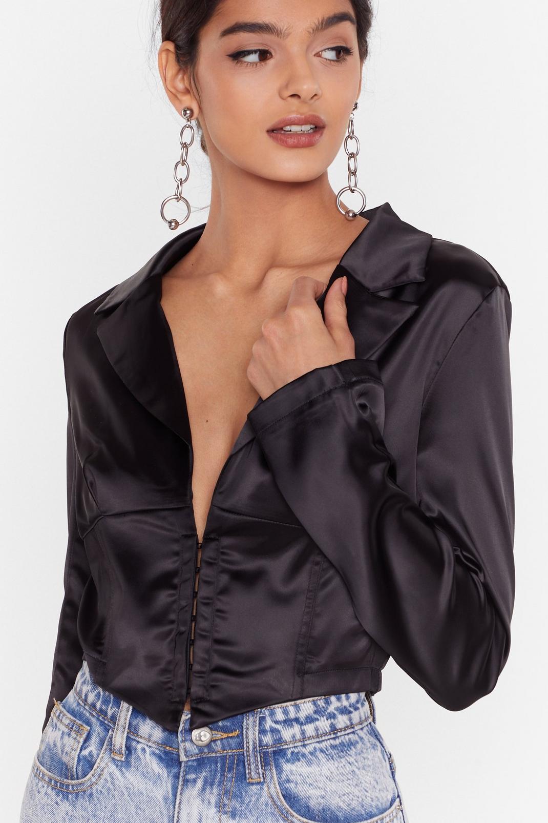 Corset the Record Straight Satin Button-Down Shirt | Nasty Gal