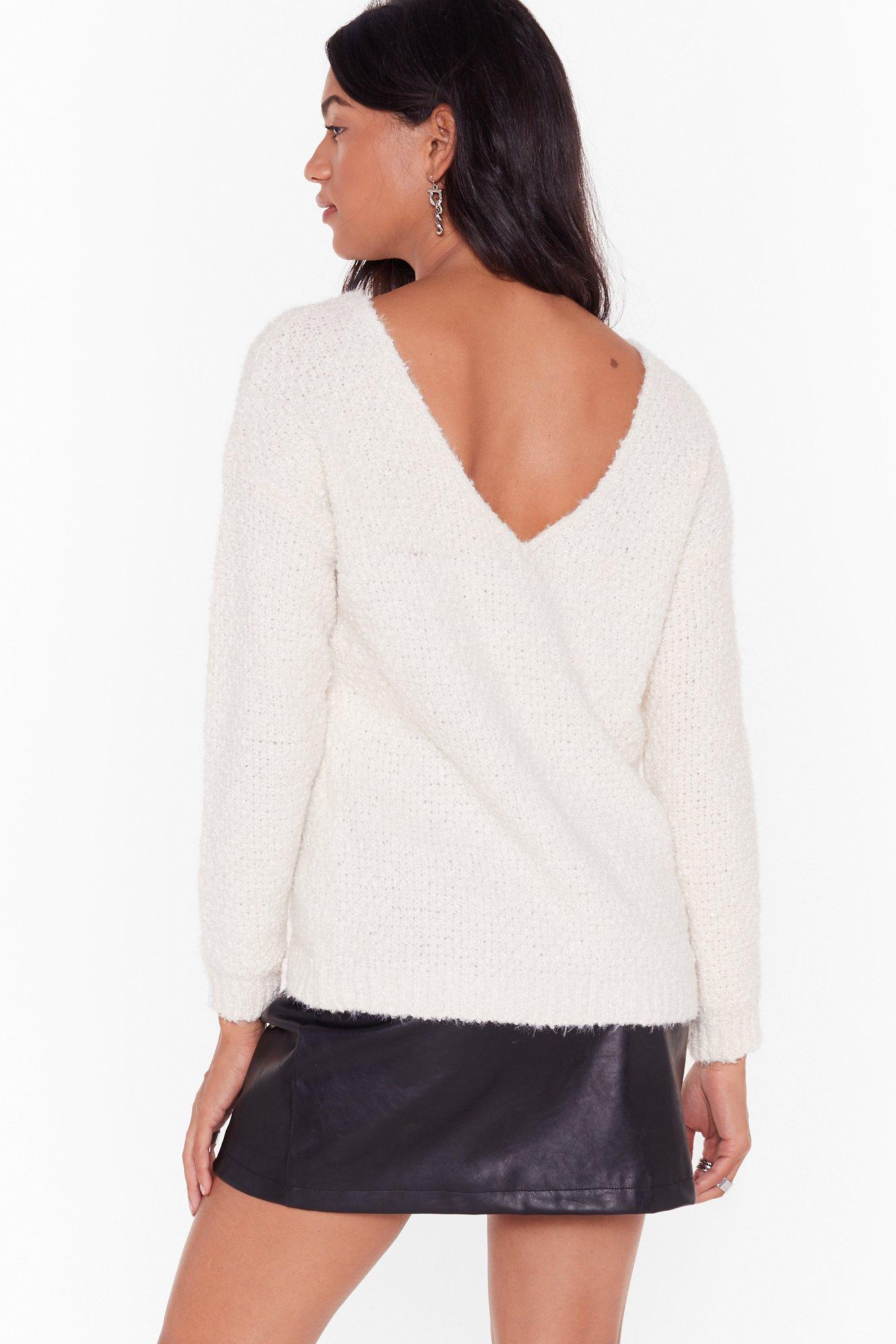 Deep v hot sale back sweater