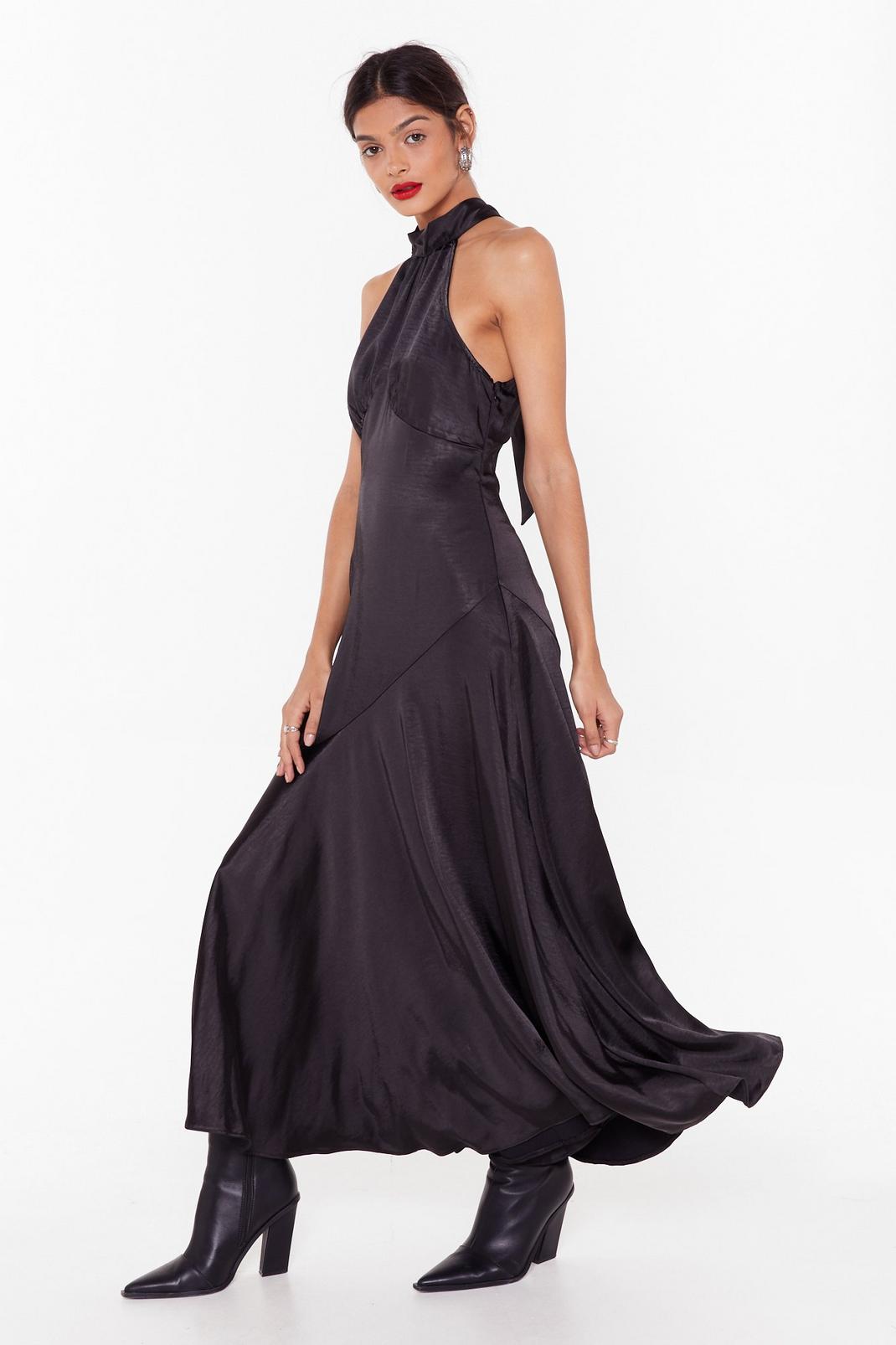 Time to Halter the Ending Satin Maxi Dress image number 1
