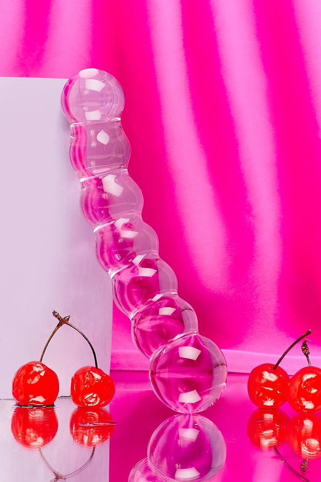 Pink Intense Pleasure Ribbed Glass Dildo image number 1