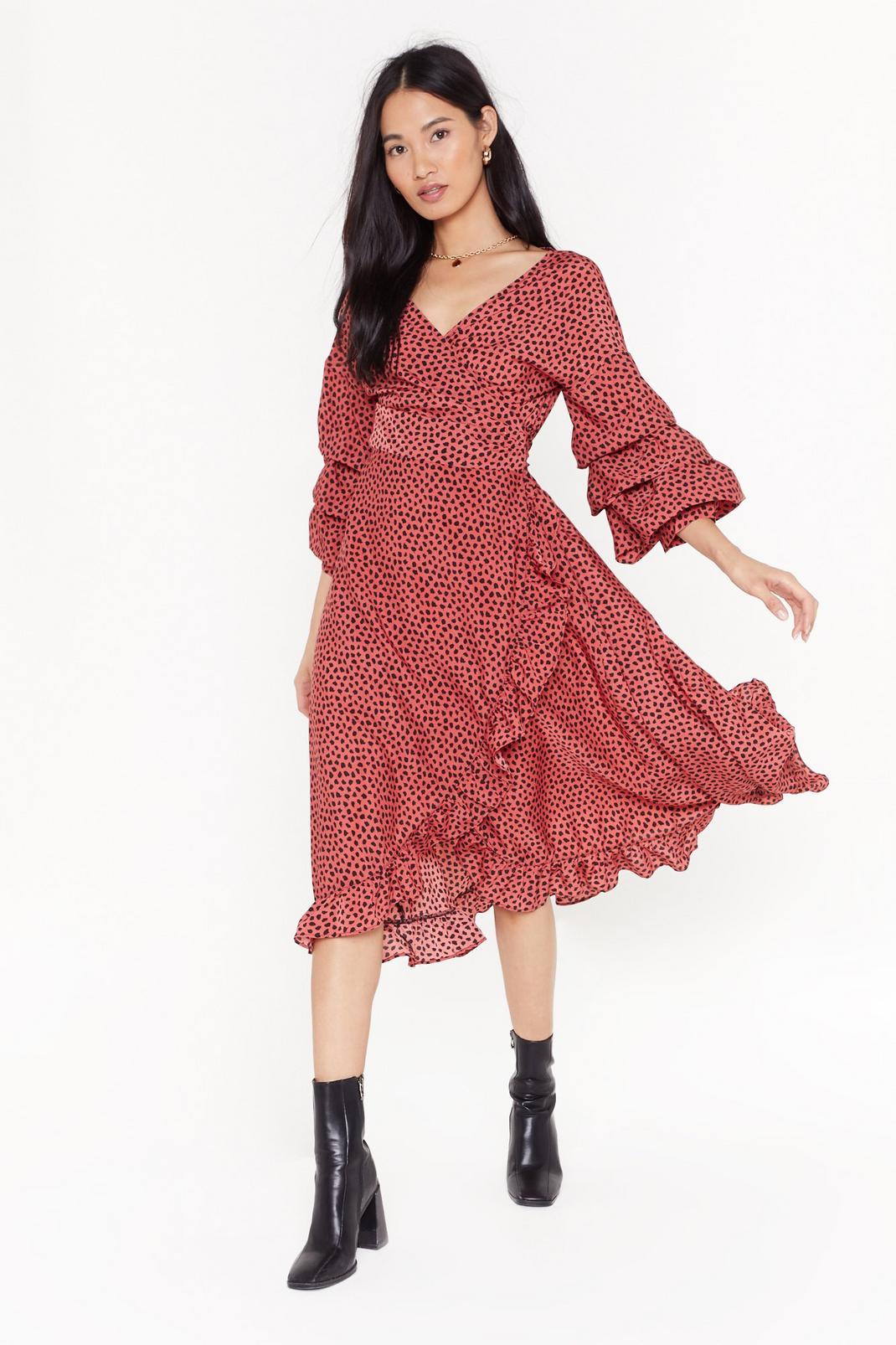 Give It Your Best Spot Ruffle Midi Dress image number 1