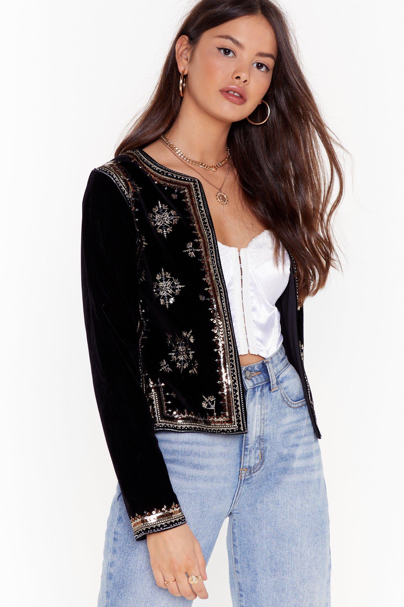 STRASS EMBELLISHED VELVET JACKET