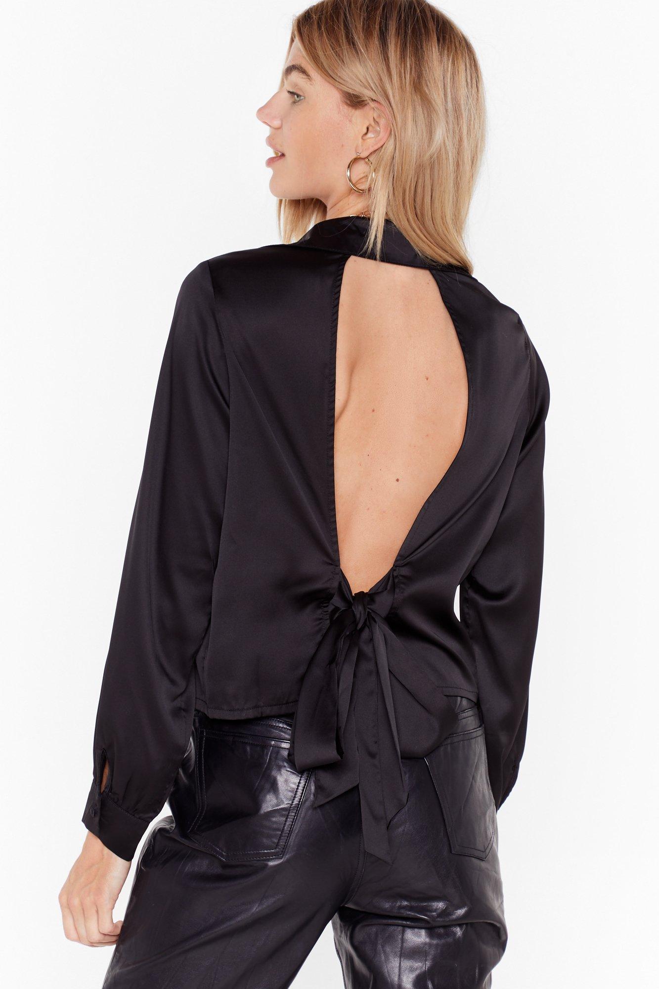 Bow With Your Gut Satin Cut Out Shirt