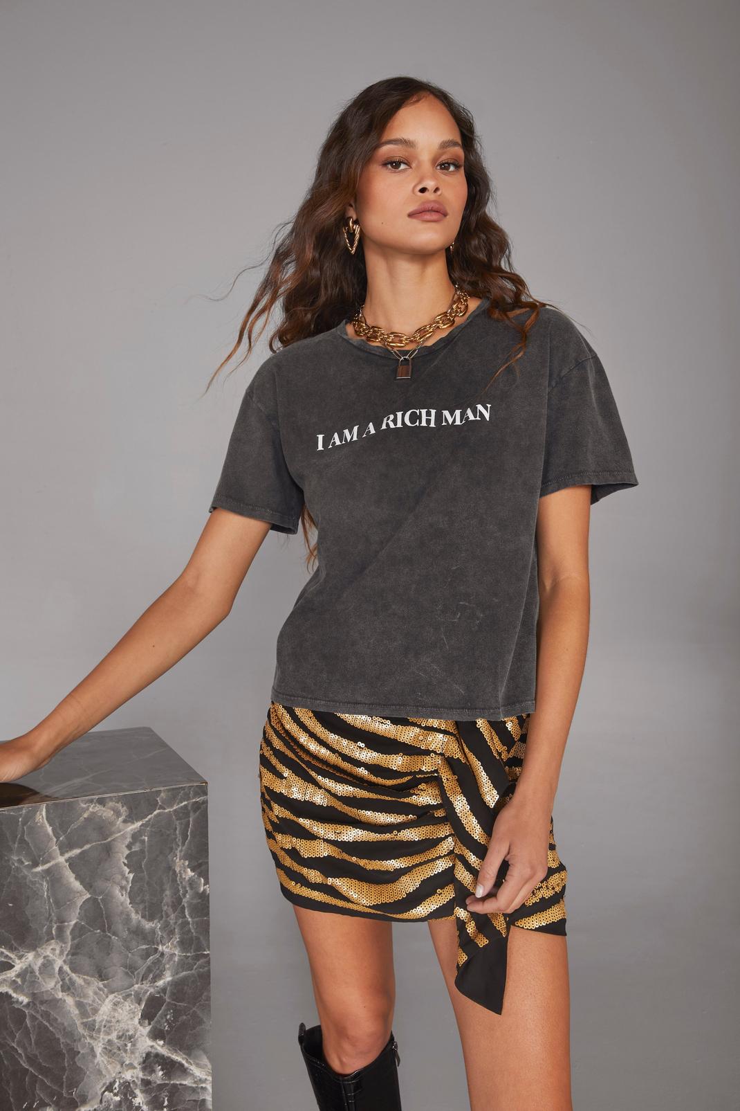 Charcoal I am a Rich Man Relaxed Tee image number 1