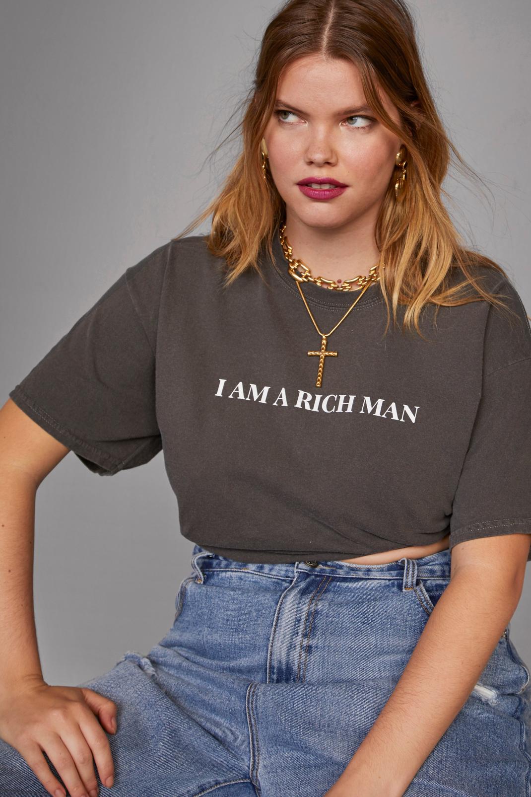 Grande taille - T-shirt à slogan I am a Rich Man image number 1