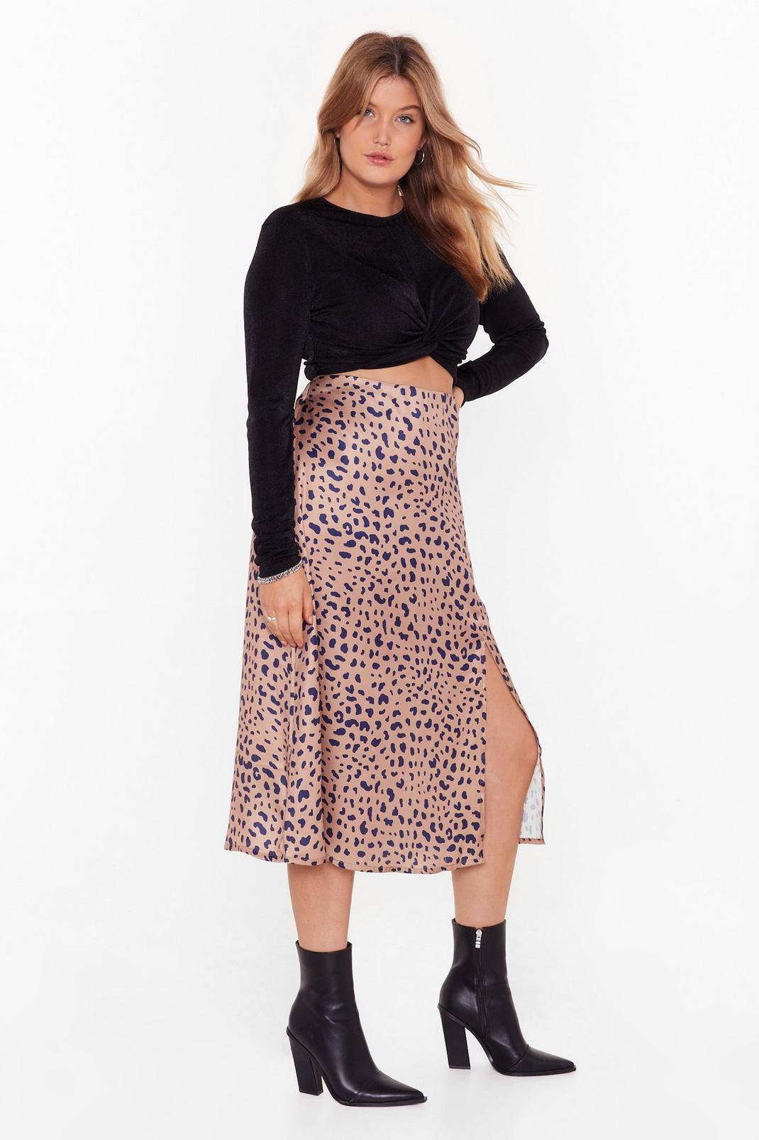128 Plus Size Leopard Print Midi Skirt image number 2