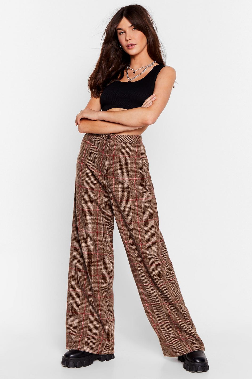Grid You Need Me Check Wide-Leg Pants image number 1