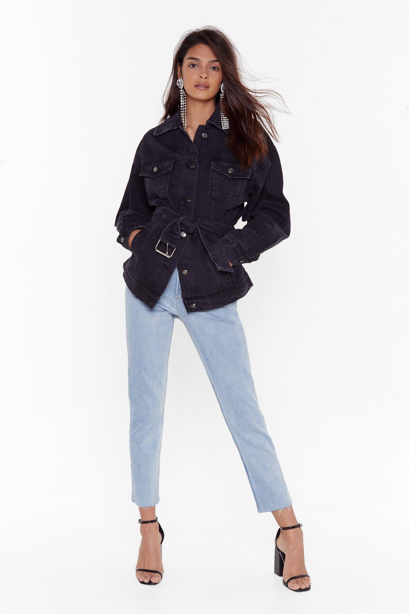 Zara belted hot sale denim jacket