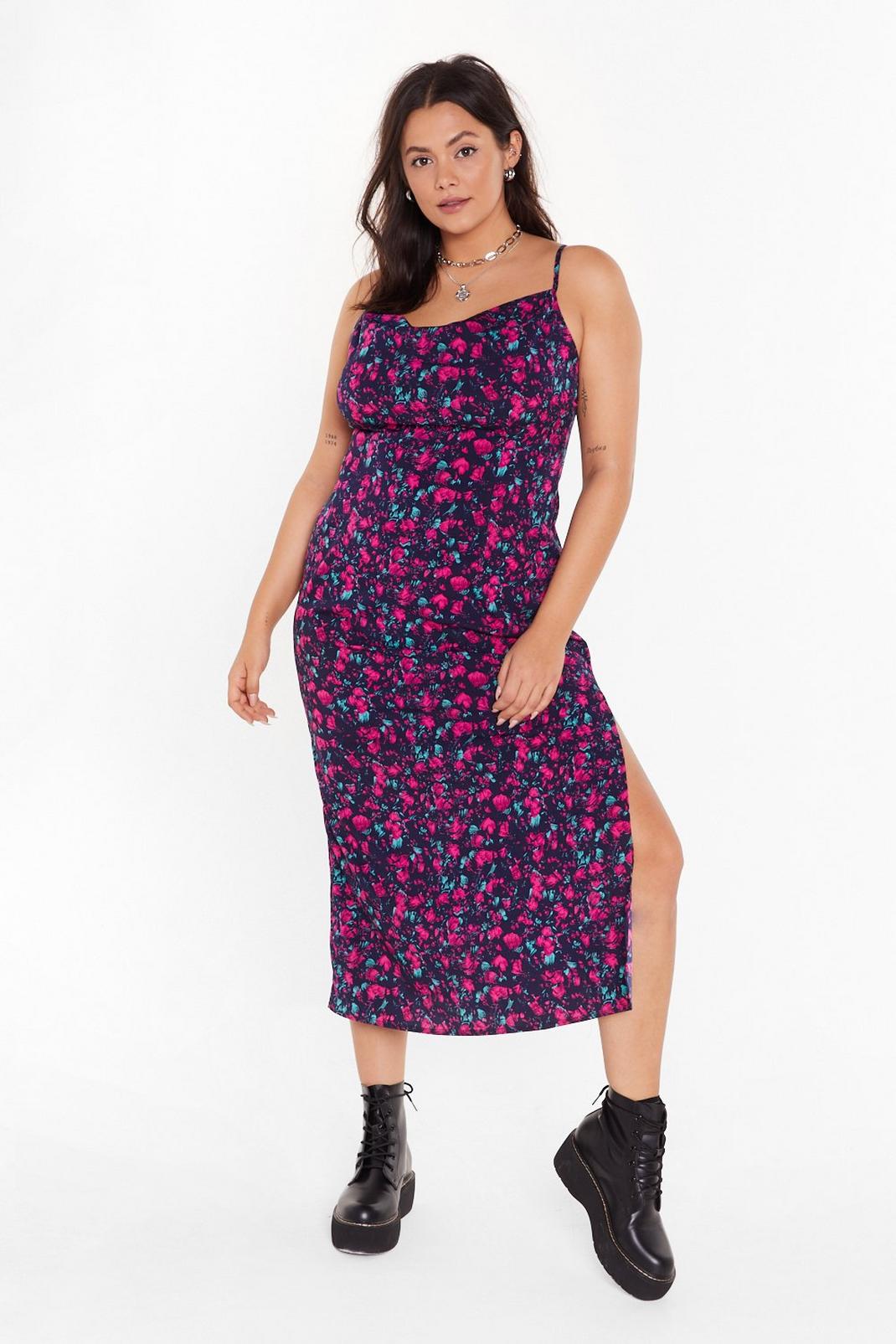 Night Bloomer Plus Floral Cowl Dress image number 1