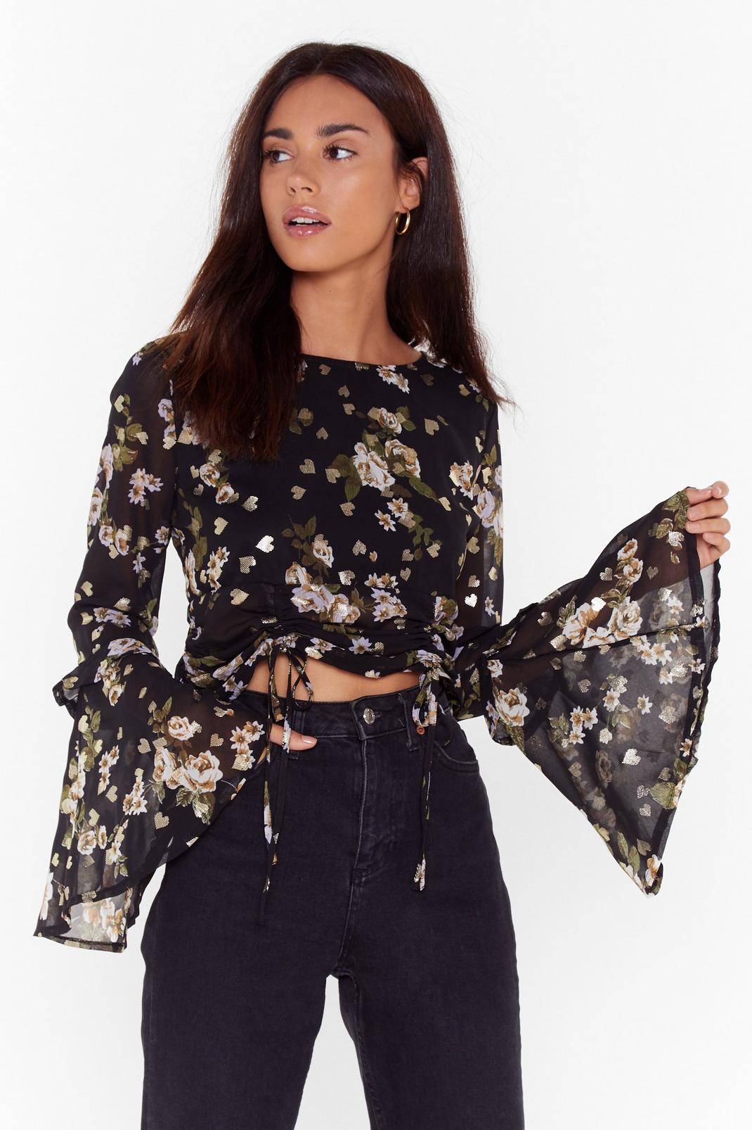 Grow Me Off Floral Ruched Blouse image number 1