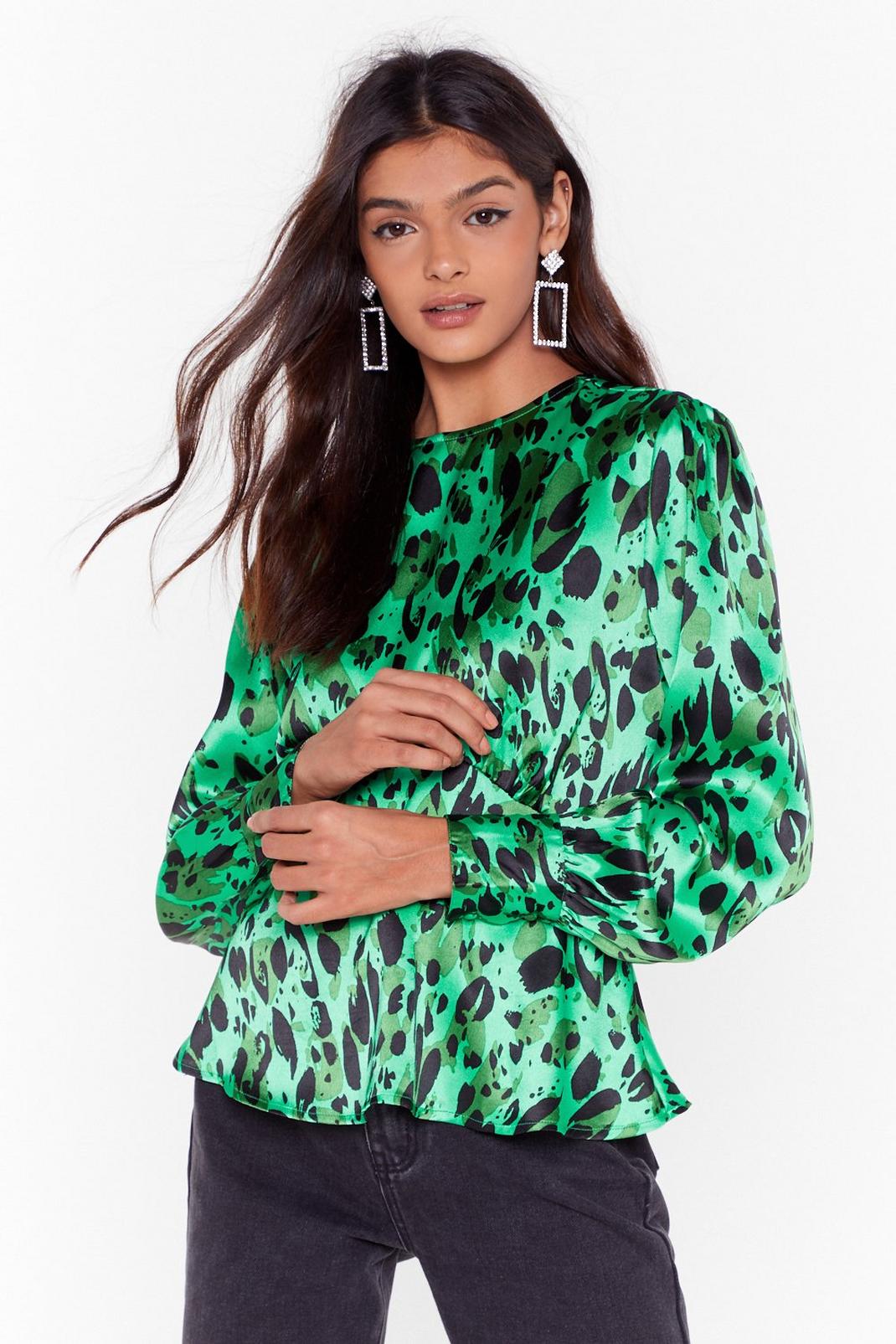 Spot Nothing On You Abstract Satin Blouse image number 1
