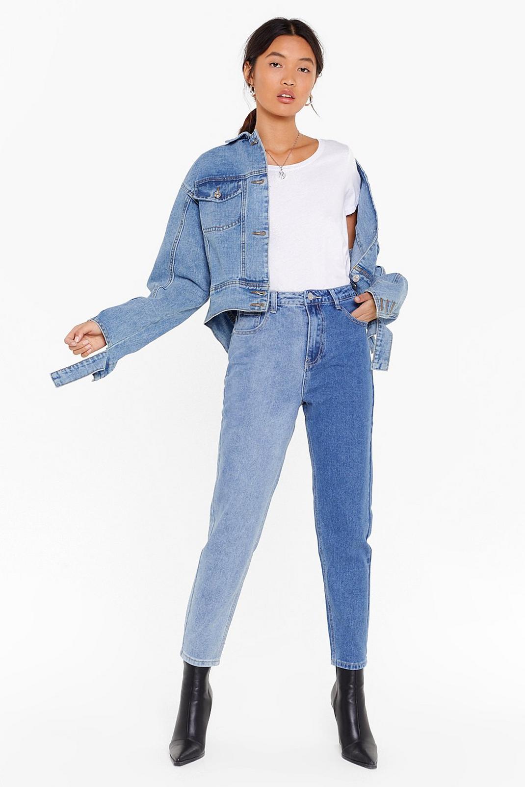 Blue It Takes Two Tone Denim Mom Jeans image number 1
