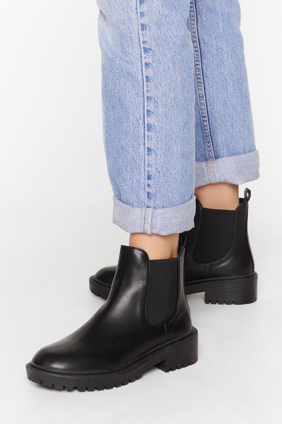 Keepin' It Low-Key Faux Leather Cleated Boots image number 1