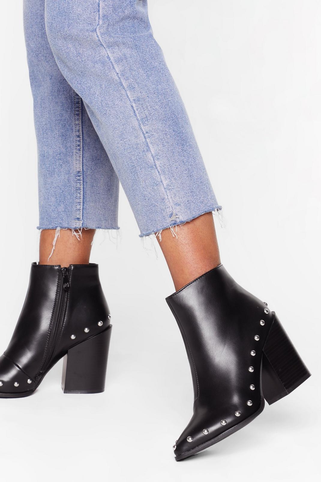 Stud Bye Faux Leather Ankle Boots image number 1