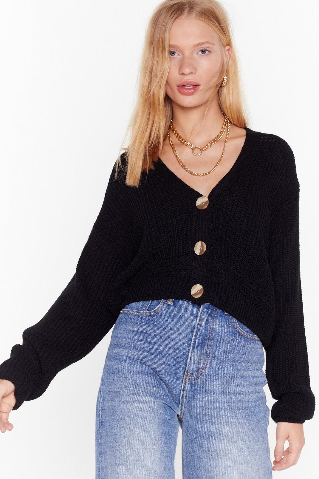 V the One Button-Down Cropped Cardigan image number 1