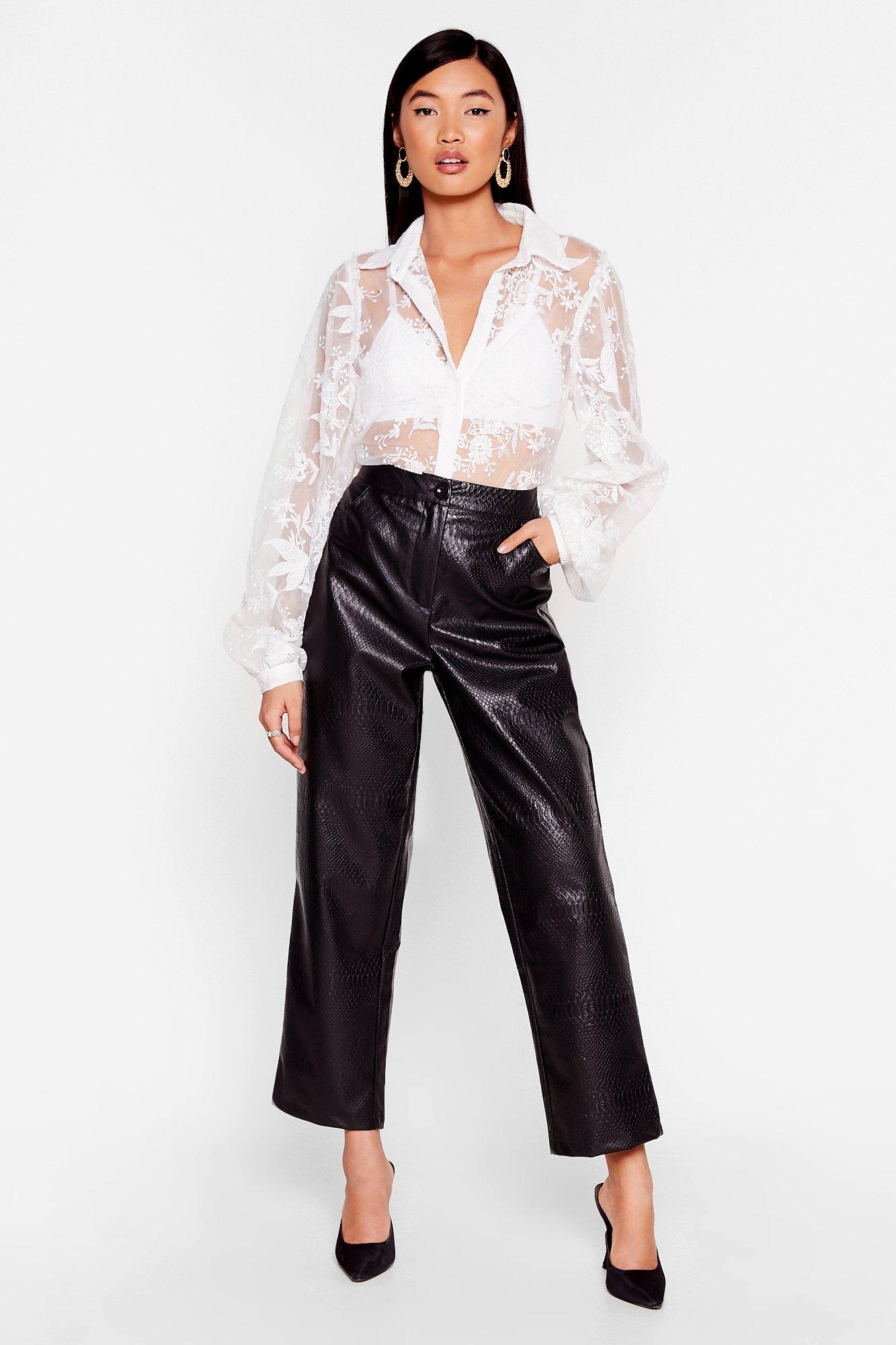 croc faux leather pants