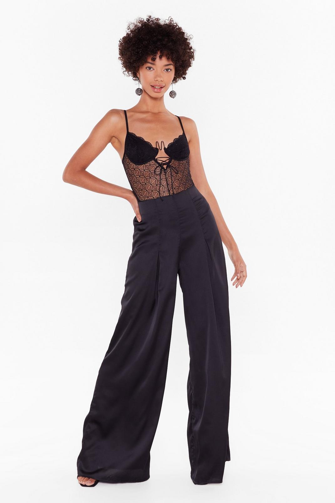 Sleek From Your Heart Satin Wide-Leg Pants image number 1