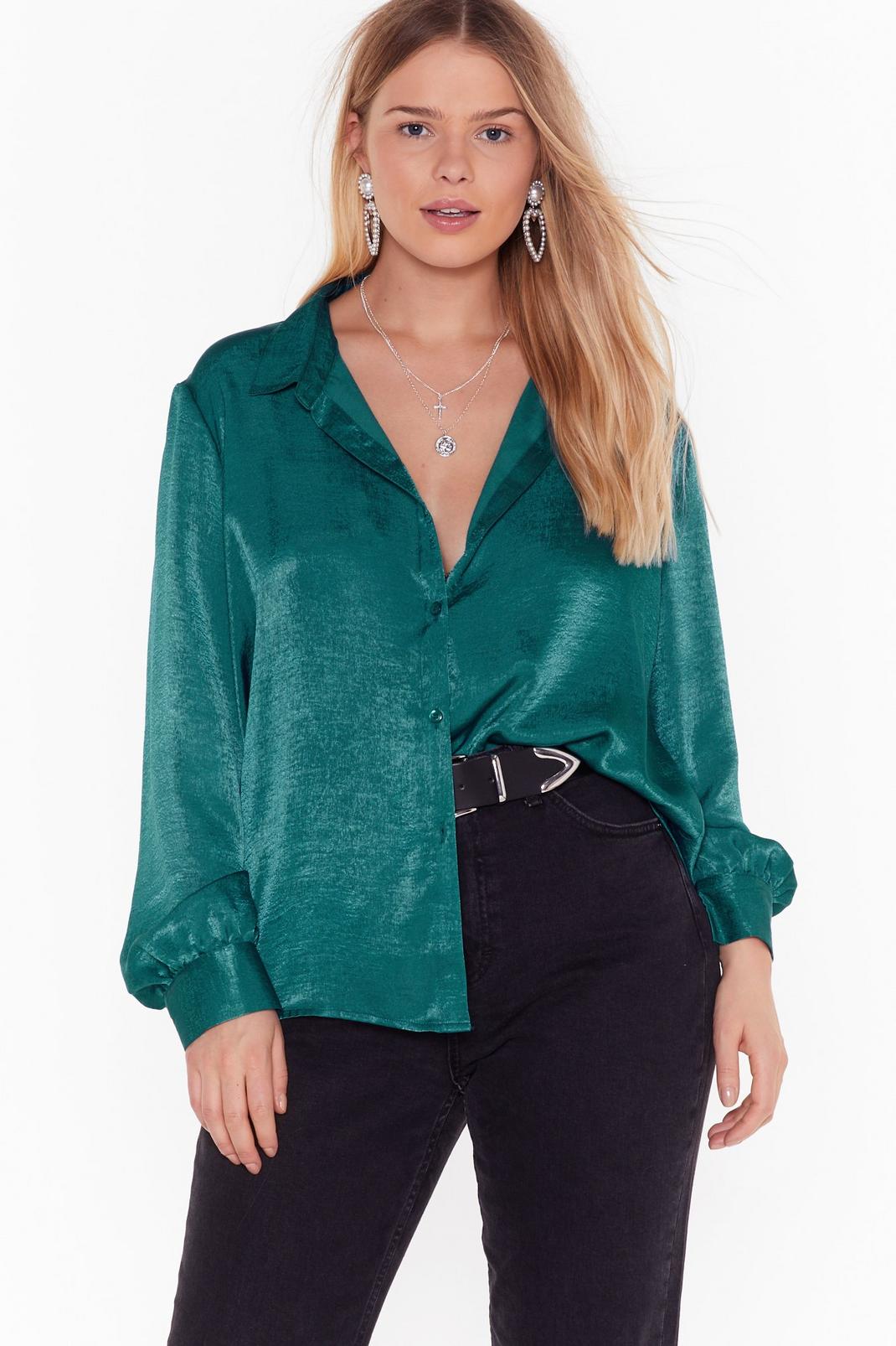 Are You in Brush Satin Plus Oversized Shirt image number 1