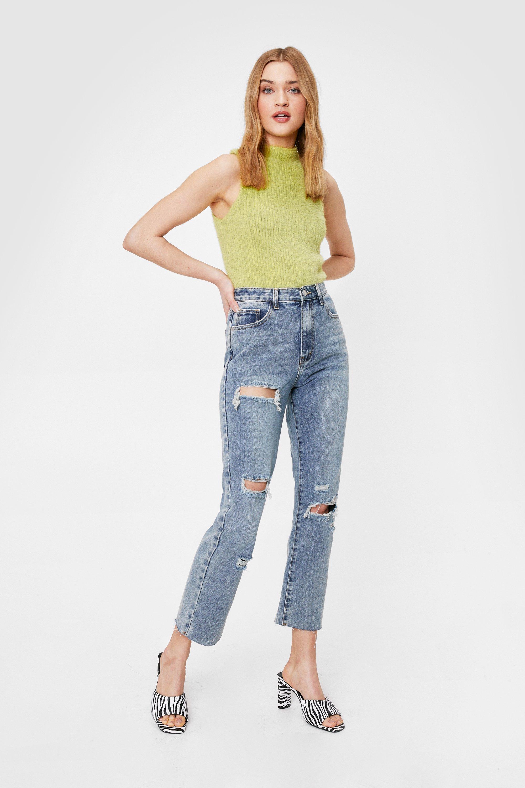 acid wash straight leg jeans