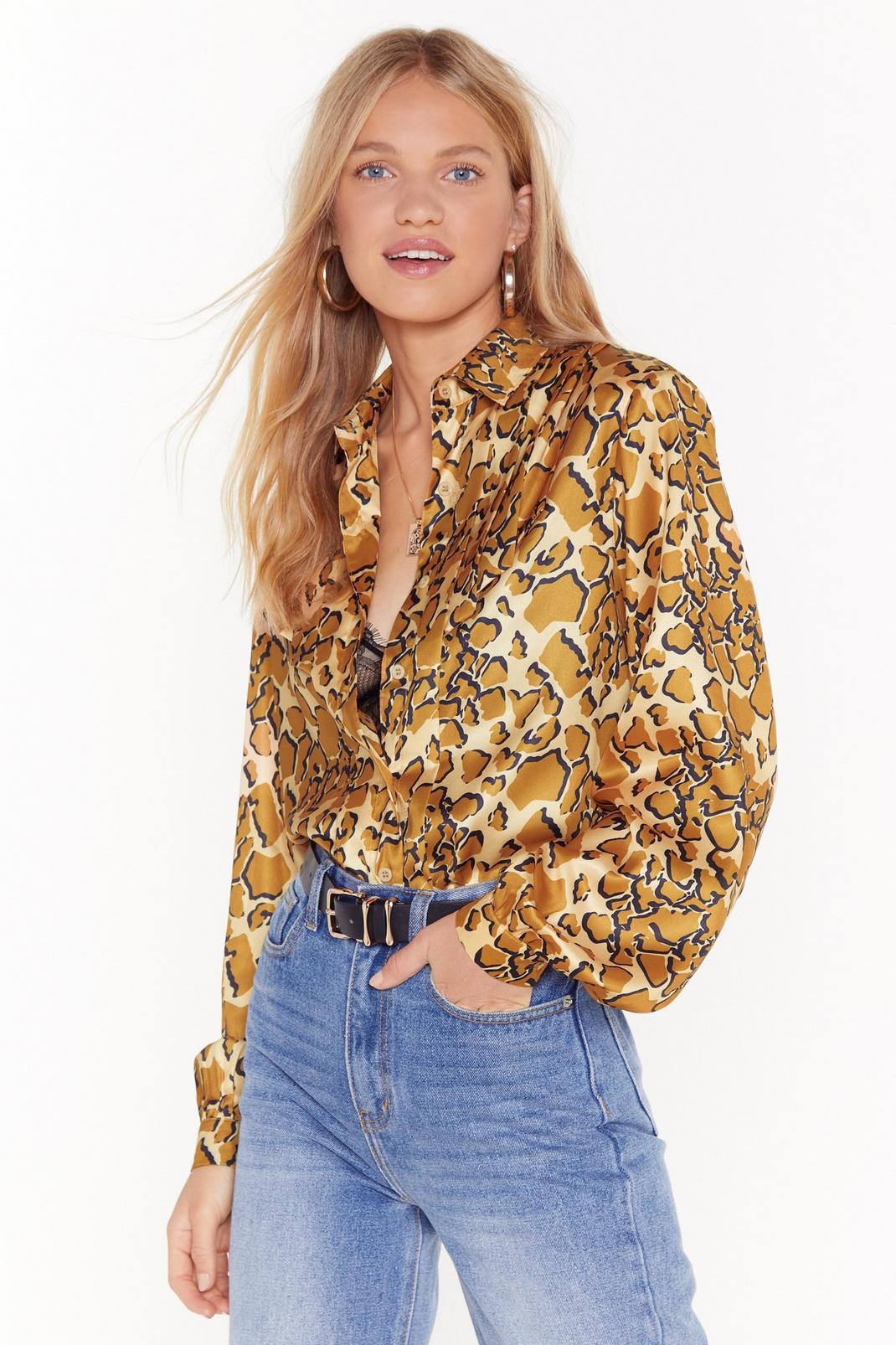Nude She's a Wild One Satin Giraffe Blouse image number 1