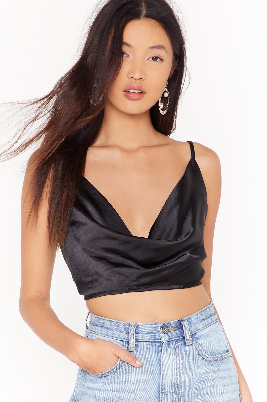 Cowl It What You Want Satin Crop Top image number 1