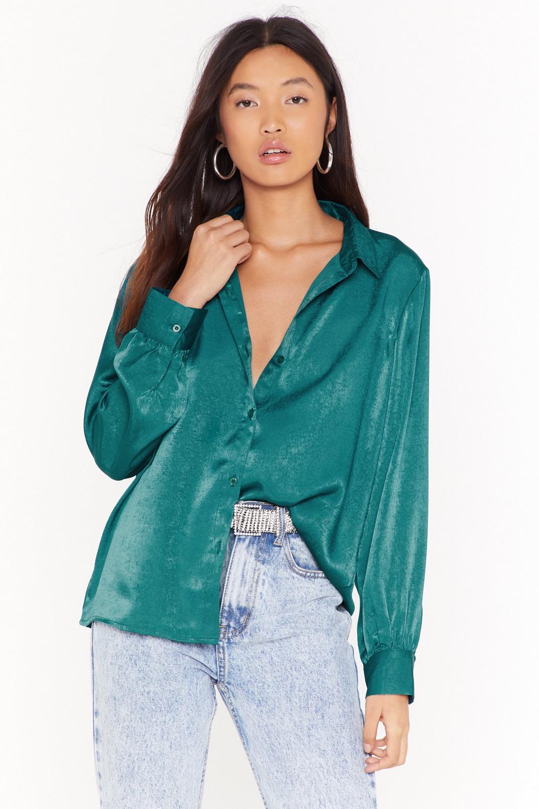 Are You in Brush Satin Oversized Shirt image number 1