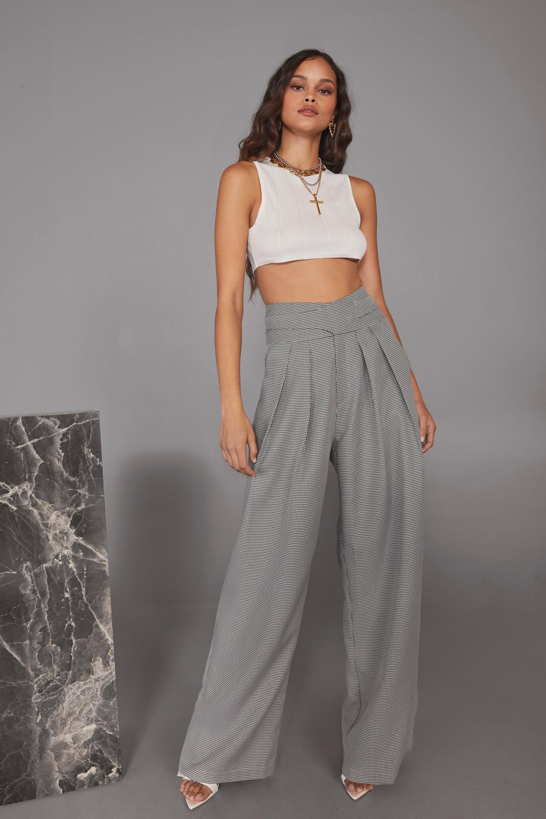 Houndstooth Wide Leg Pants
