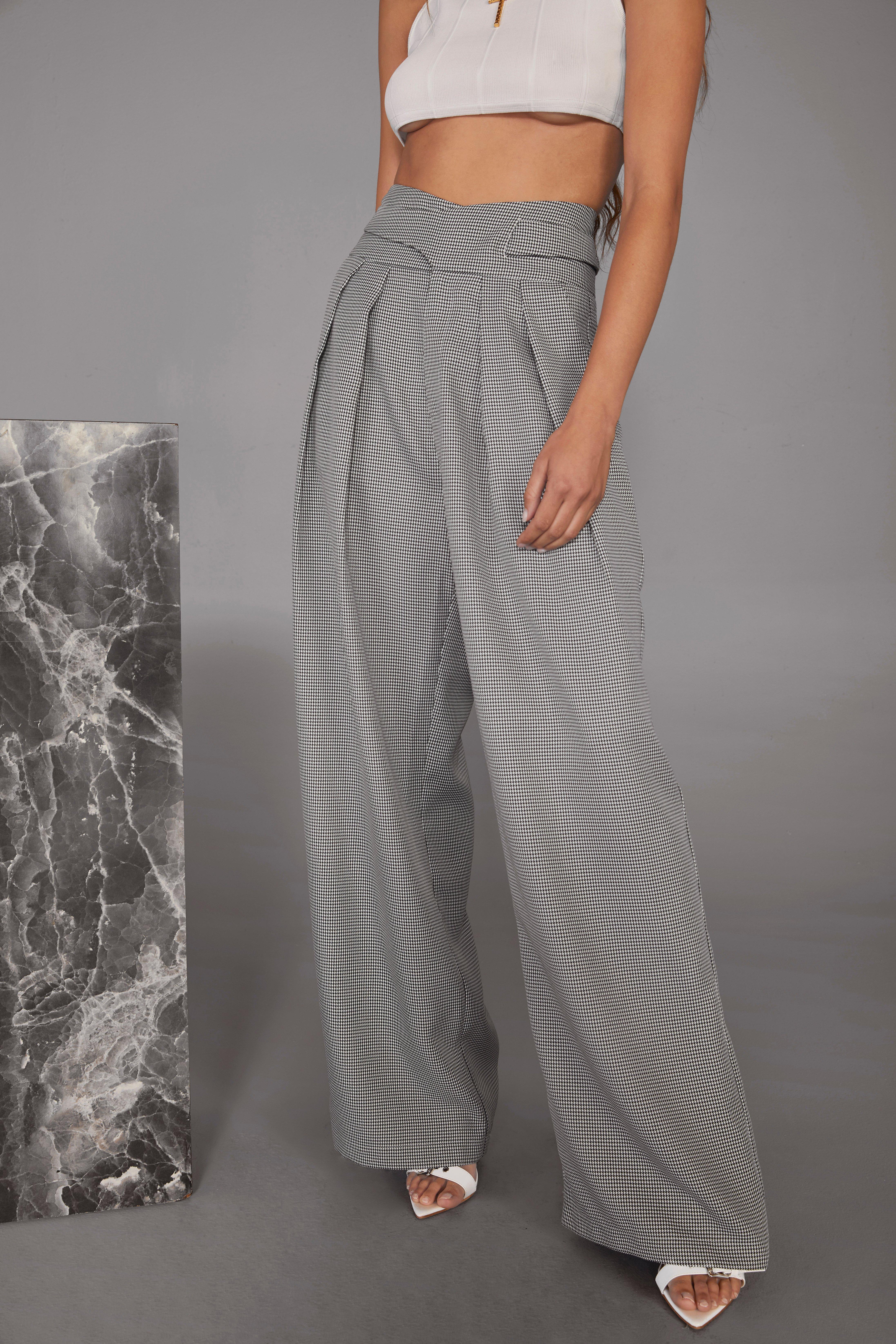 Cora Wide Leg Pants in Houndstooth - Glue Store